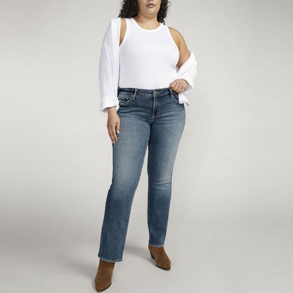 Silver Britt Low Rise Curvy Slim Bootcut Jeans Indigo Denim Stretch Sz 24 NEW - Picture 1 of 12